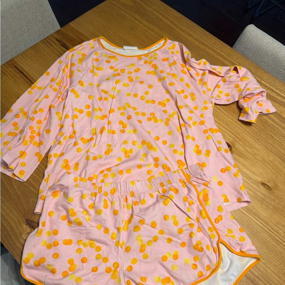 Playful Dots Kids Pajama Set in Pink and Orange